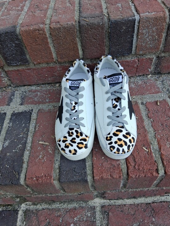 Golden Goose Shoes - Golden Goose White Sneakers with Leopard Print and Black Star